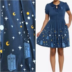 Doctor Who TARDIS Starry Night Dress NWT Hot Topic Blue Short Sleeve 2X